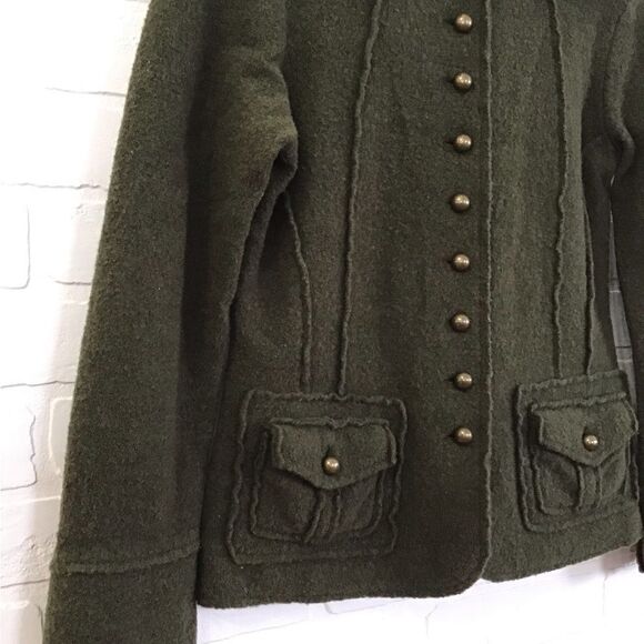 KASPER Knits kaki green blazer jacket in small 100% wool - Picture 4 of 14